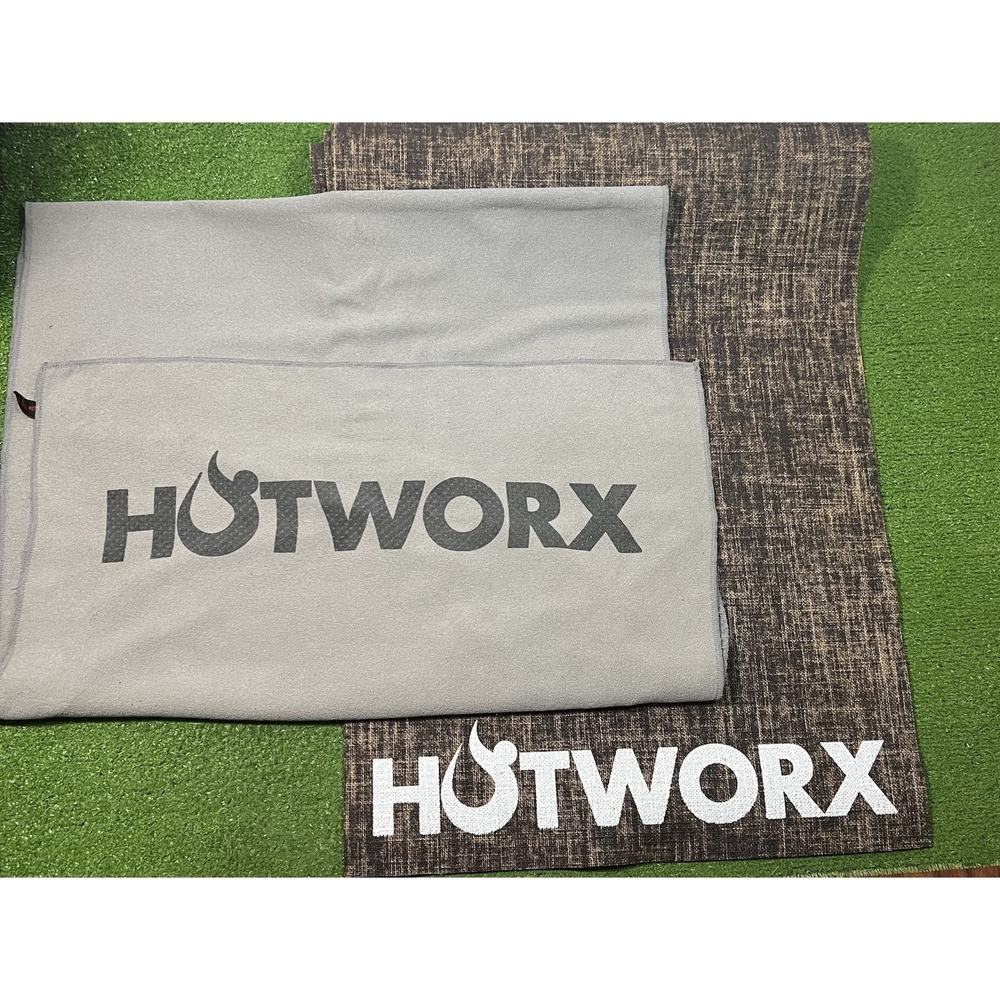 Hotworx Exercise Yoga Mat 72" x 24" Non-Slip Textured Hemp Fiber W/ Grip Towel